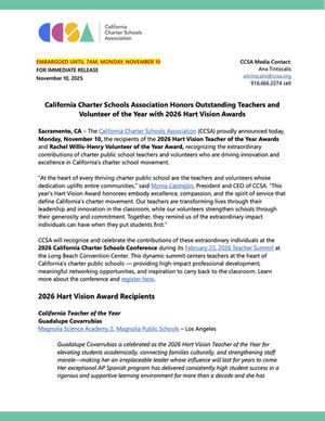 MSA-2 Shines: Mrs. Covarrubias Named 2026 CCSA Hart Vision Teacher of the Year!